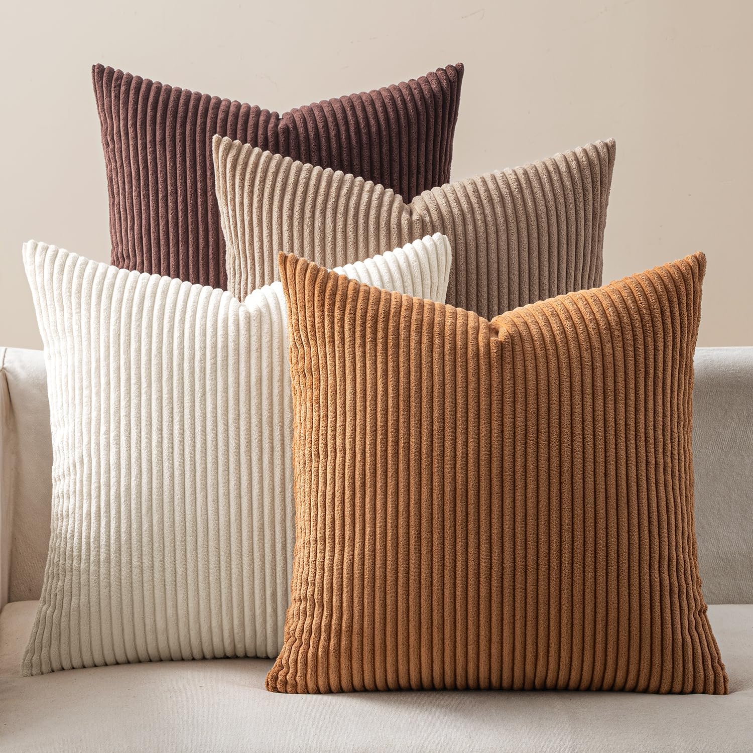 Boho Beige Throw Pillow Cover — 18" — Brown
