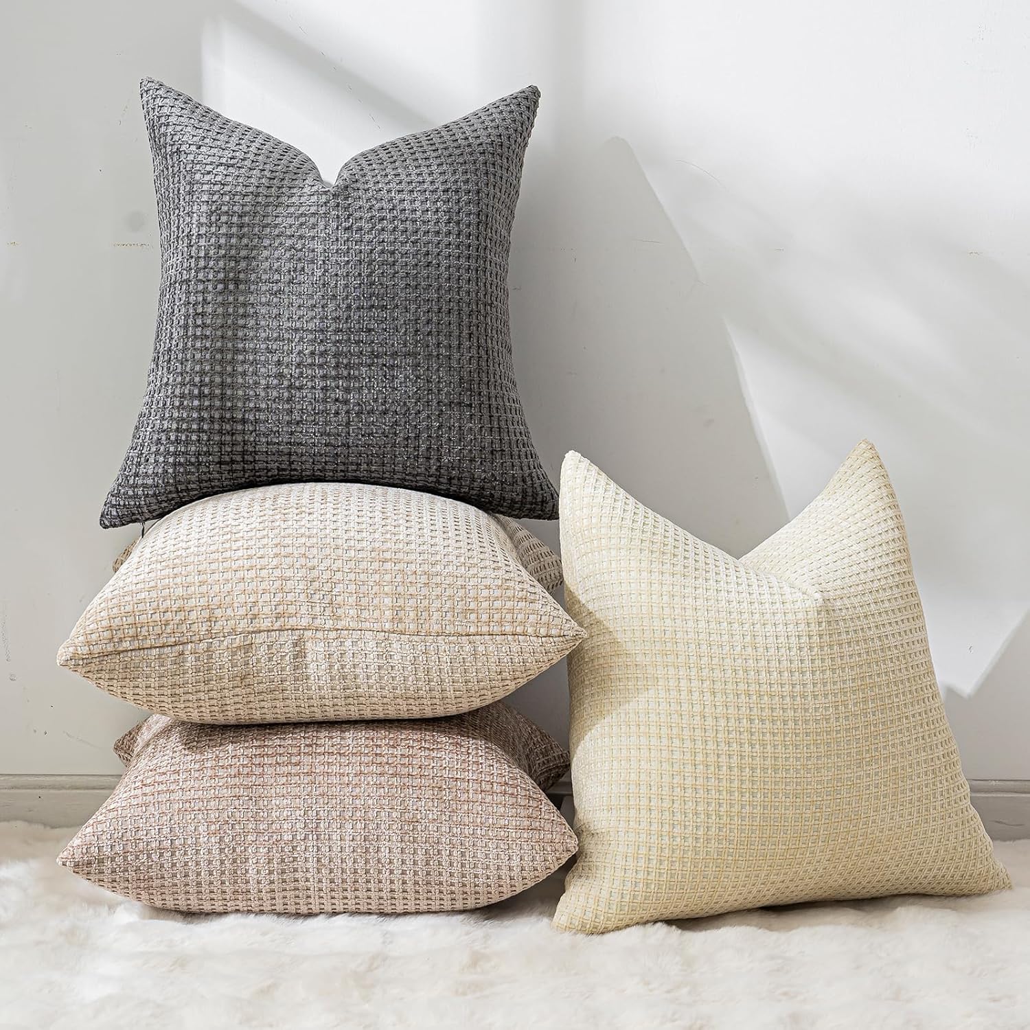 Boho Beige Throw Pillow Cover — 18" - View 5