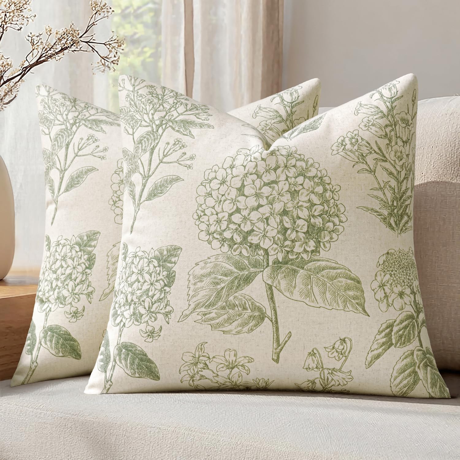 Vintage Boho Beige Pillow Cover — 20" — 18" x 18" (Pack of 2)