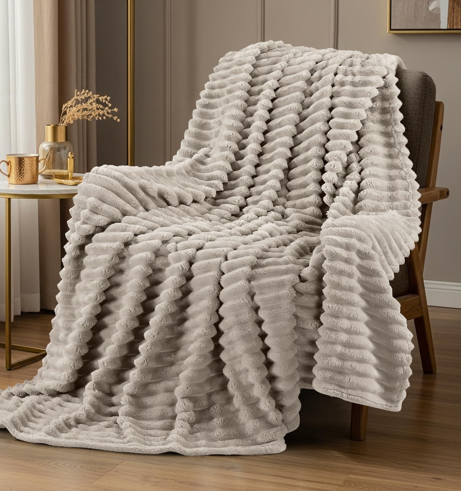 Linen Beige Throw Pillow — 60"