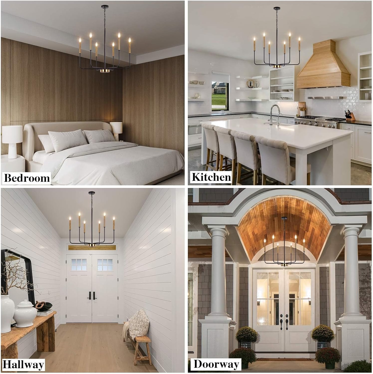 Farmhouse Black Chandelier — 6-Light - View 6