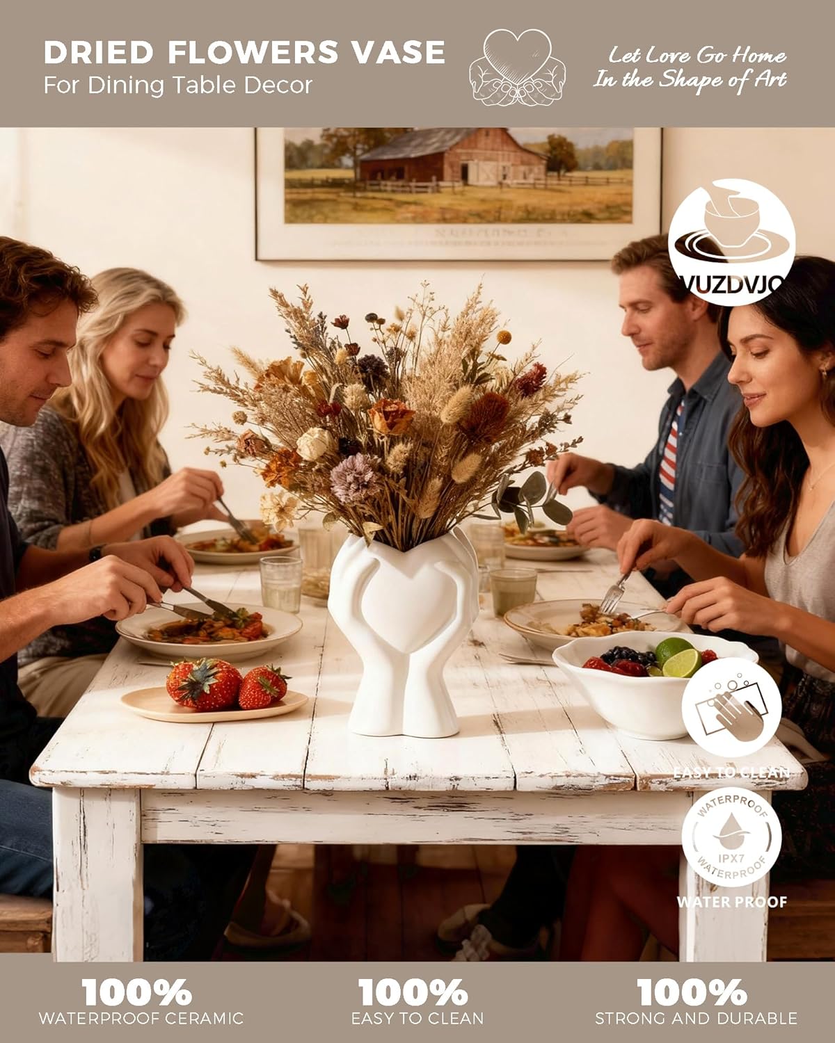 Modern Beige Flower Vase - View 3