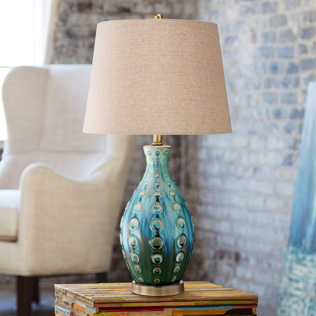 Linen Mid-Century Ceramic Table Lamp — 26.5" — Single