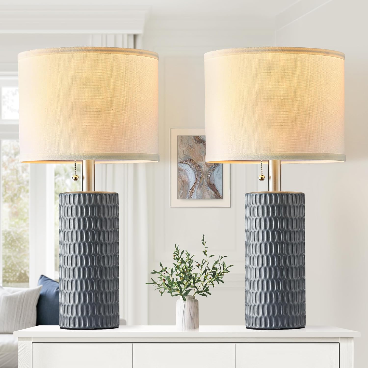Modern Blue Table Lamp — 20" — Gray