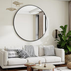 Round Modern Black Mirror — 48" - View 2