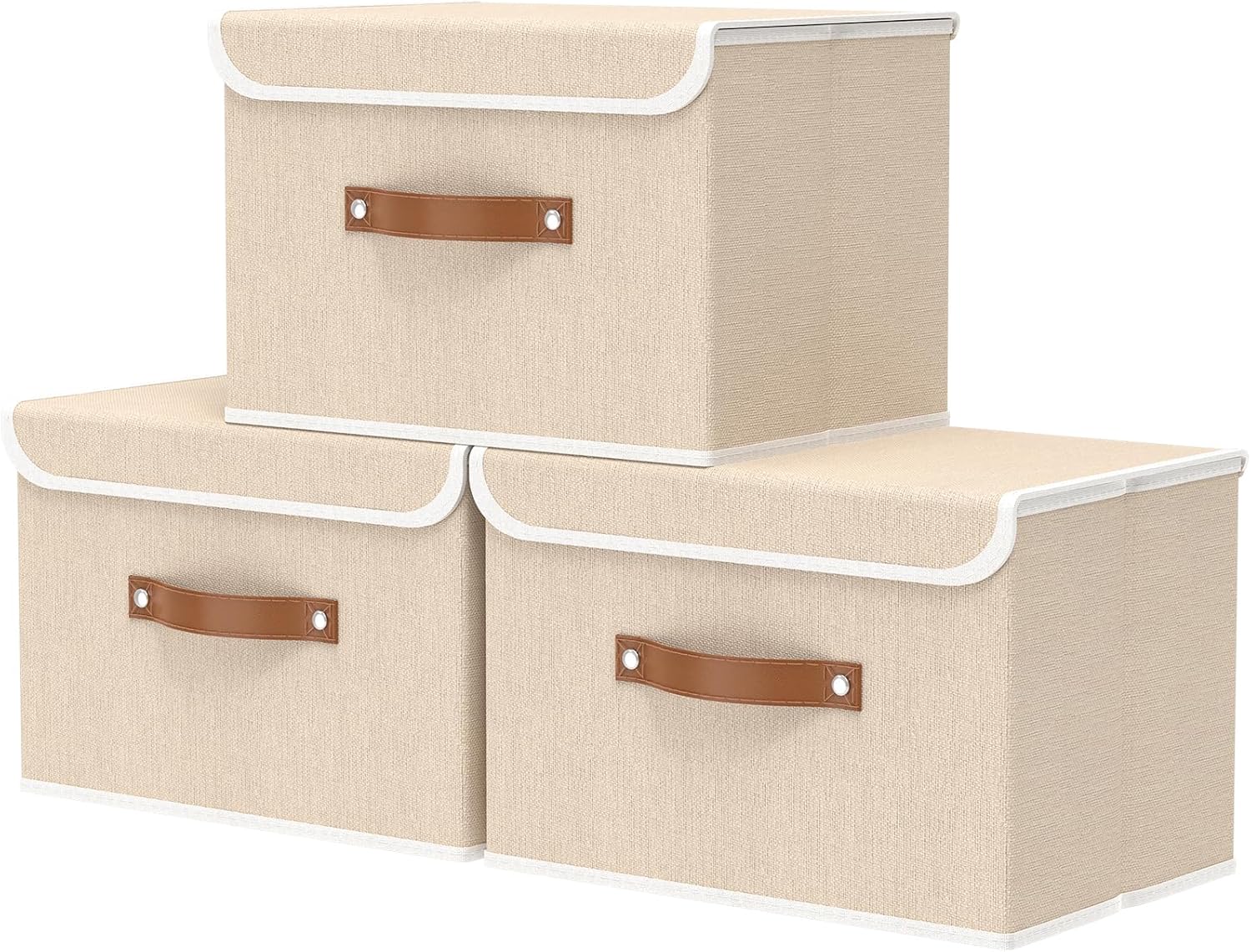 Linen Beige Storage Bin — 9" — Beige