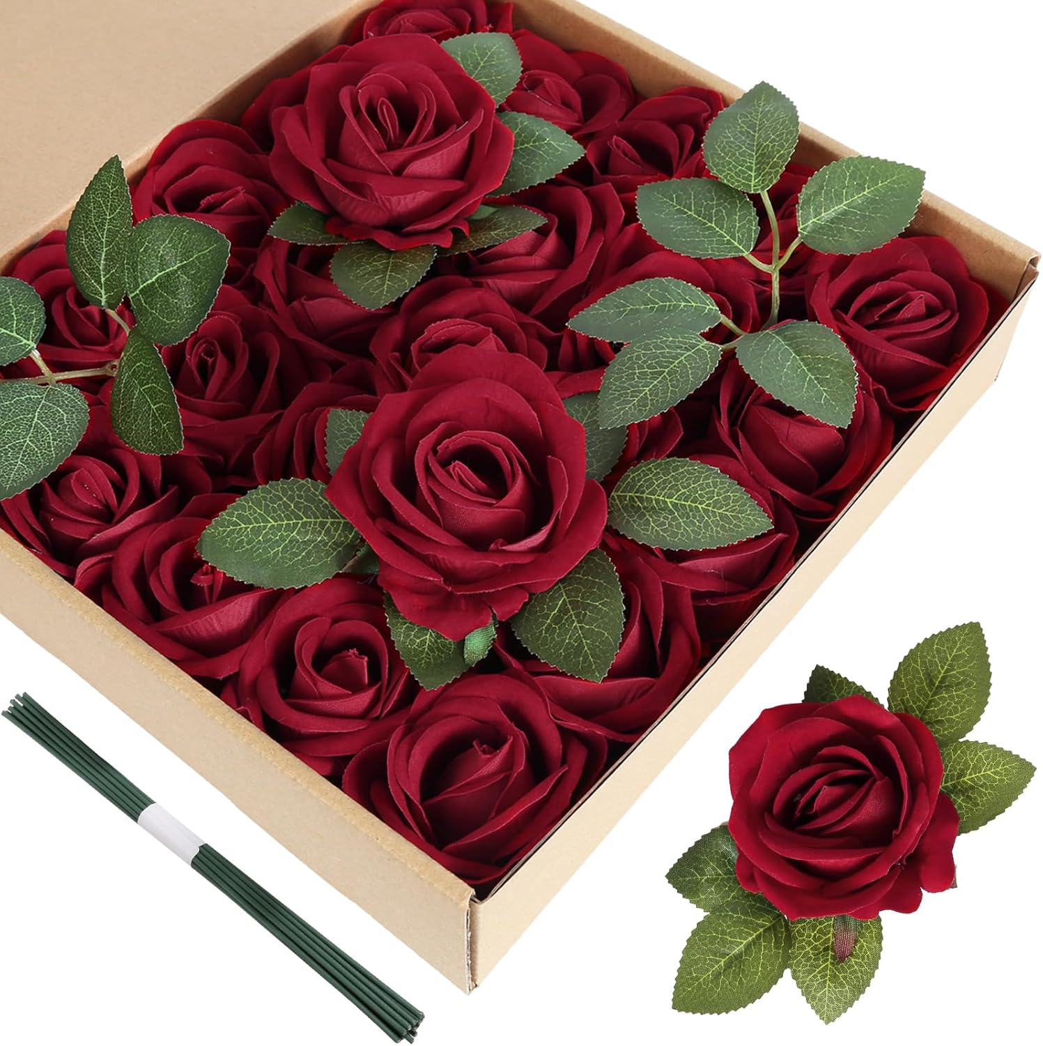 Velvet Luxe Black Artificial Flowers — Red