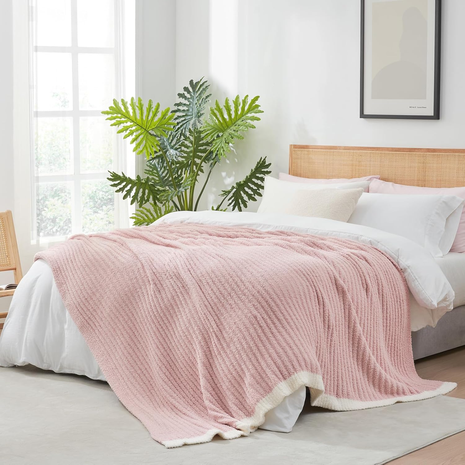 Beige Throw Pillow — 50" — Pink
