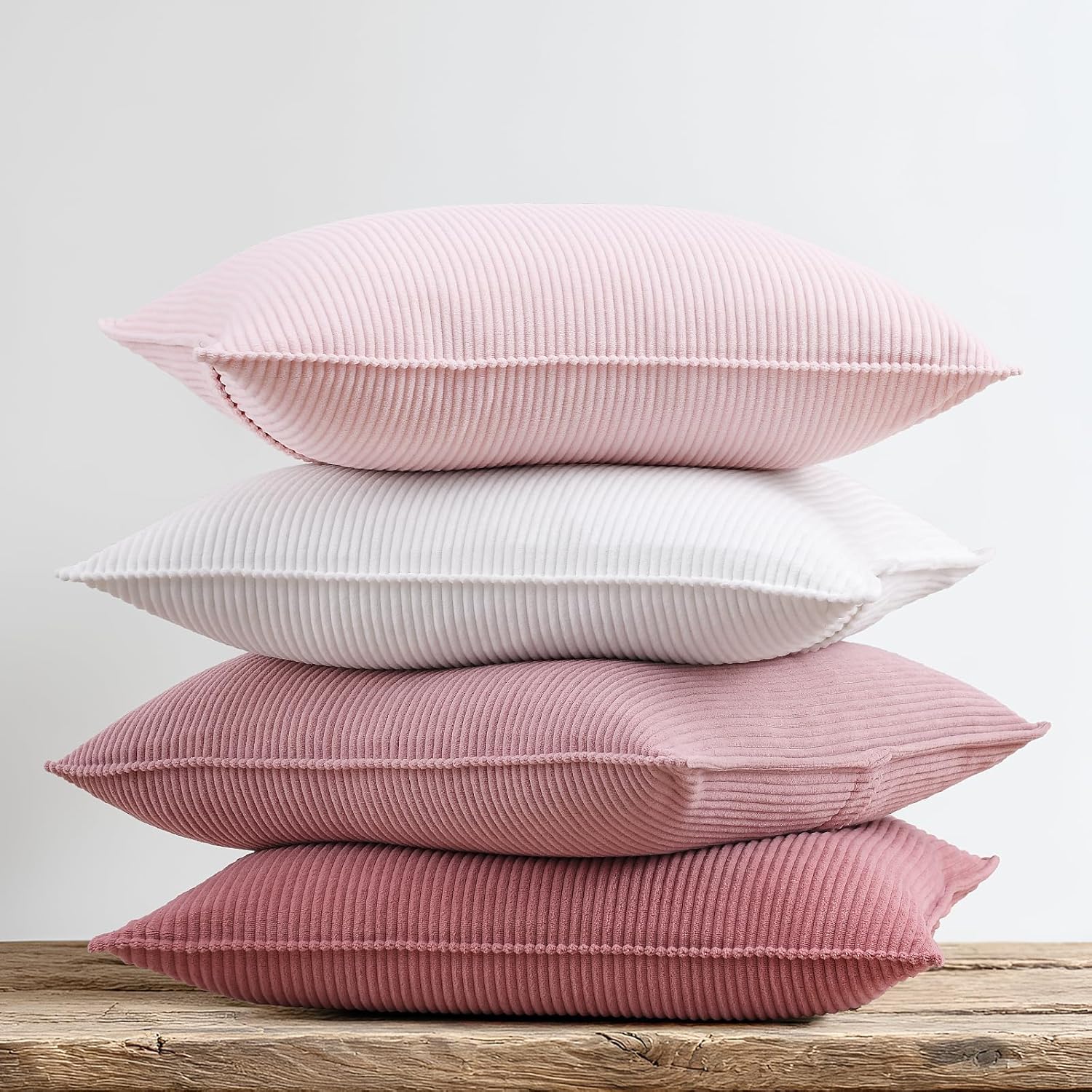 Velvet Boho Beige Throw Pillow Cover — 18" — 20" x 20" (Pack of 4)