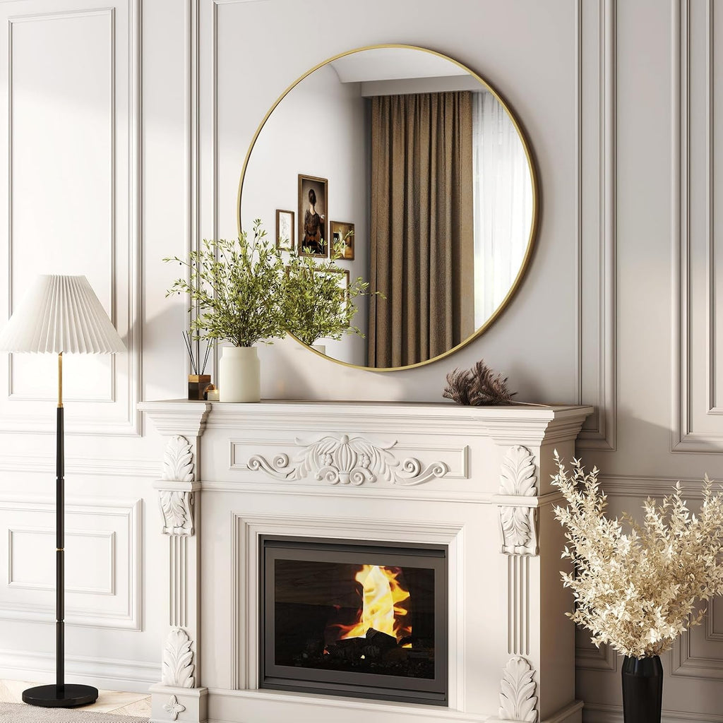 Round Luxe Black Wall Mirror — 32" - View 3