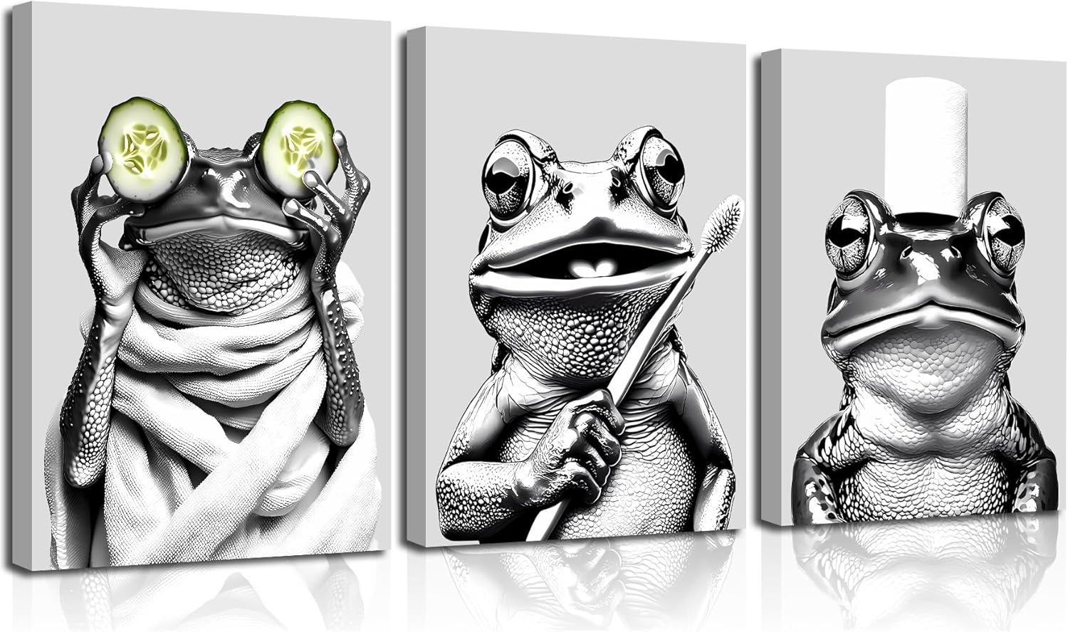 Framed Farmhouse Black Wall Decor — 8" — Framed 12"x16" - Funny Frog Bathroom Wall Art Prints