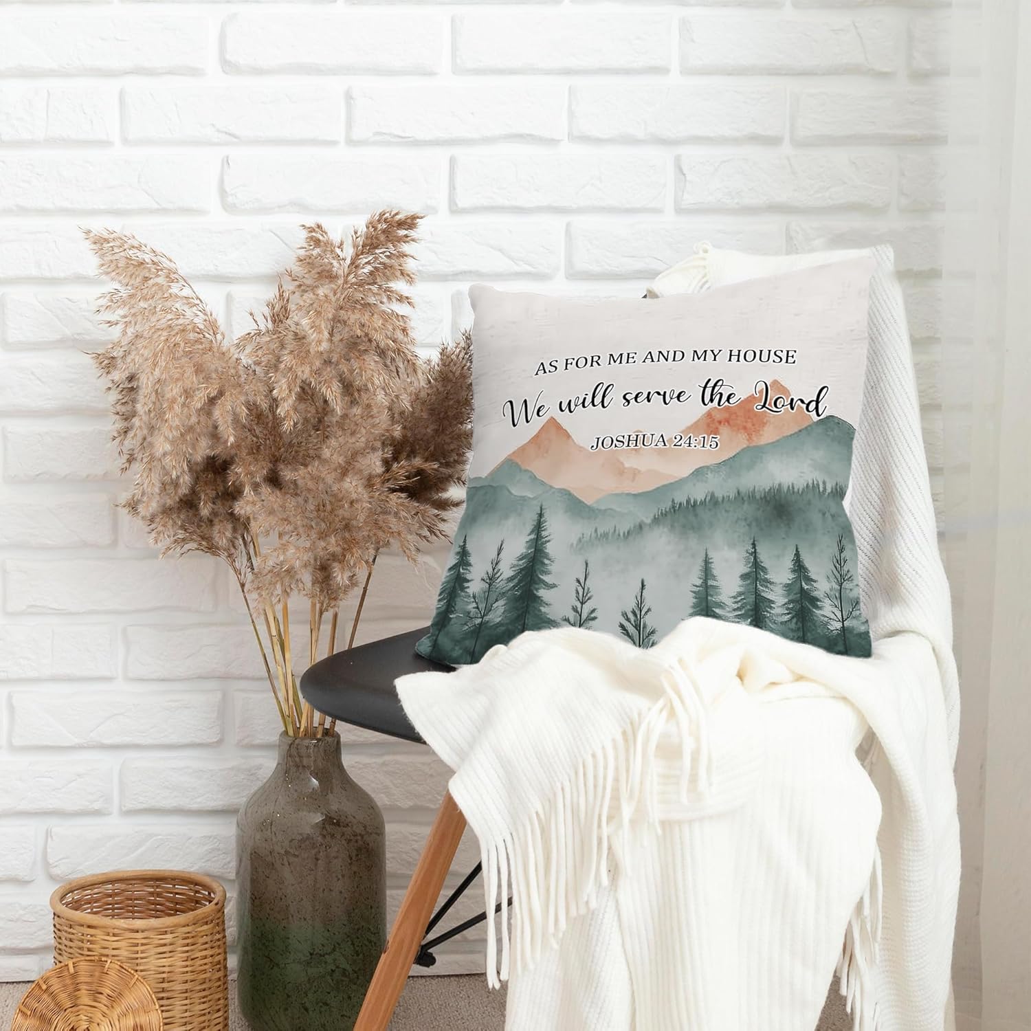 Boho Blue Throw Pillow Cover — 18x18 - View 5