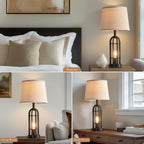 USB Farmhouse Black Bedside Lamp — 24" - View 4