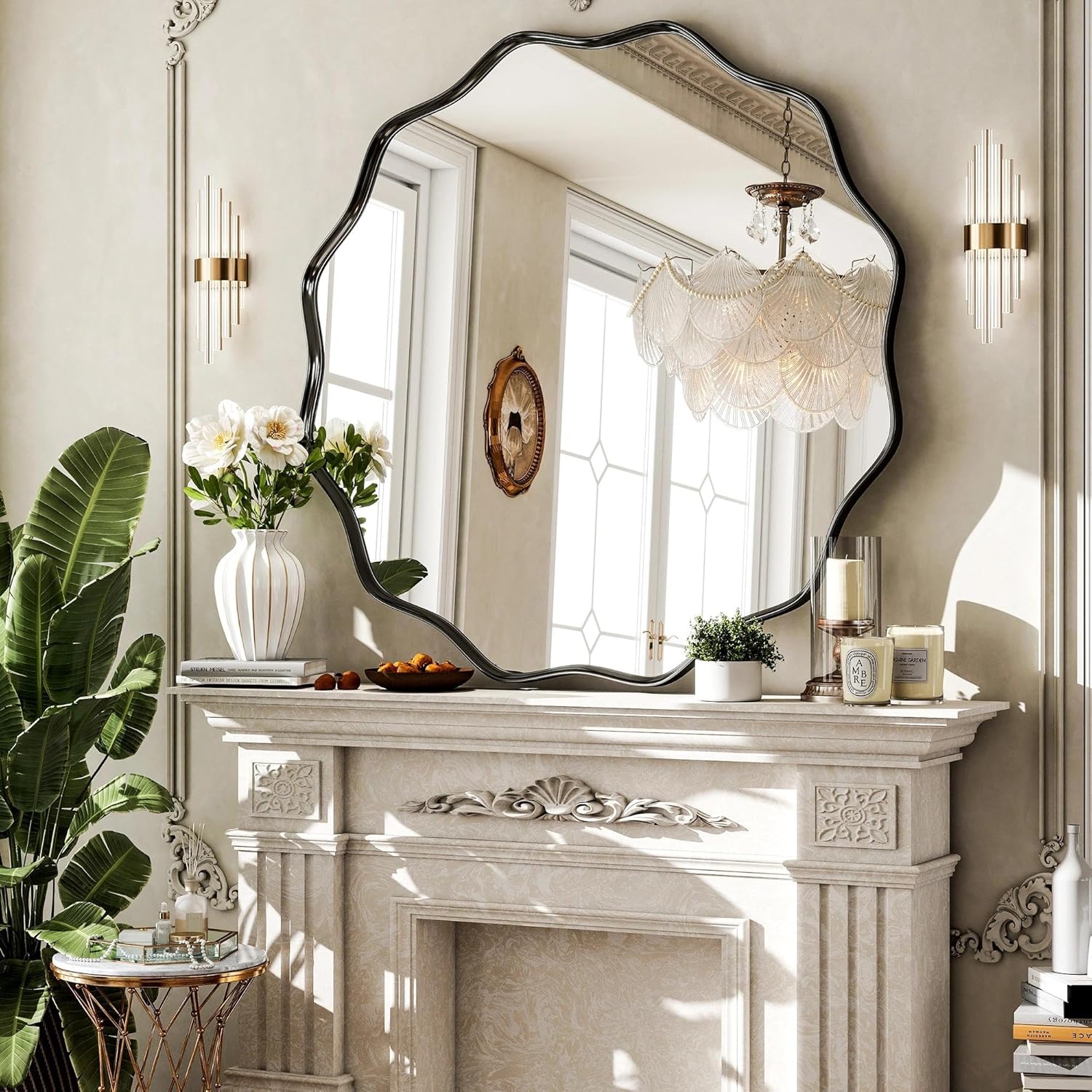 Round Luxe Black Wall Mirror — 24" — Black