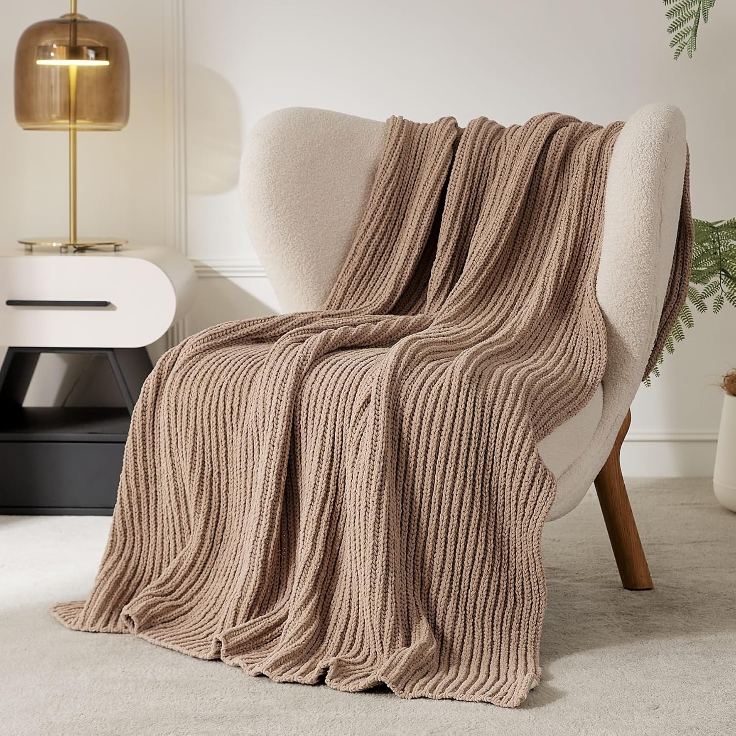Knit Beige Throw Pillow — 50" — 50"*60"