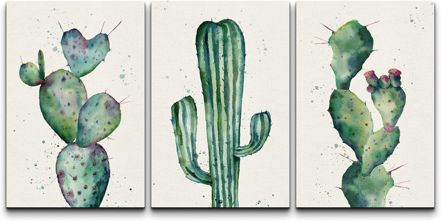 Framed Boho Green Wall Art — 24" — 24" x 16" x 3 Panels