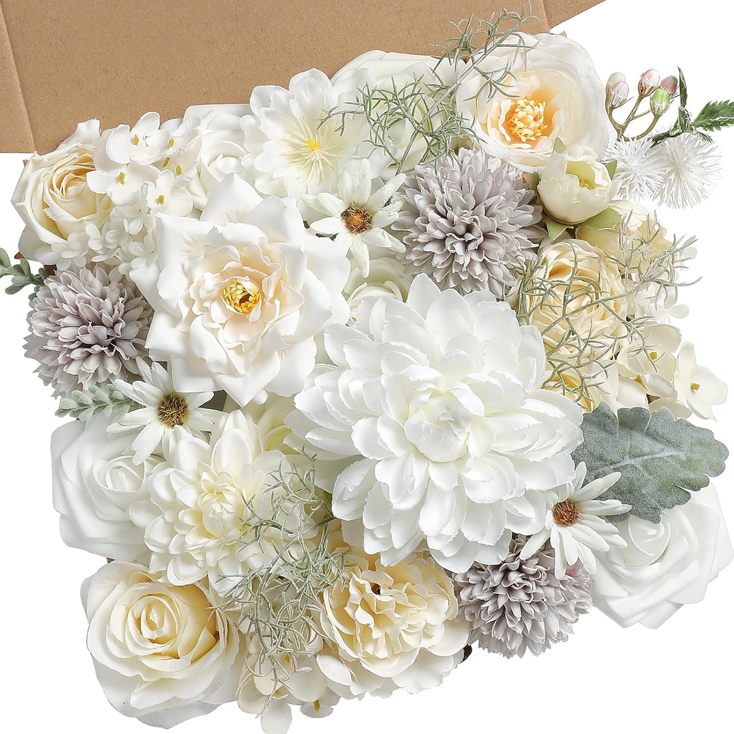Blue Artificial Flowers — White & Sage