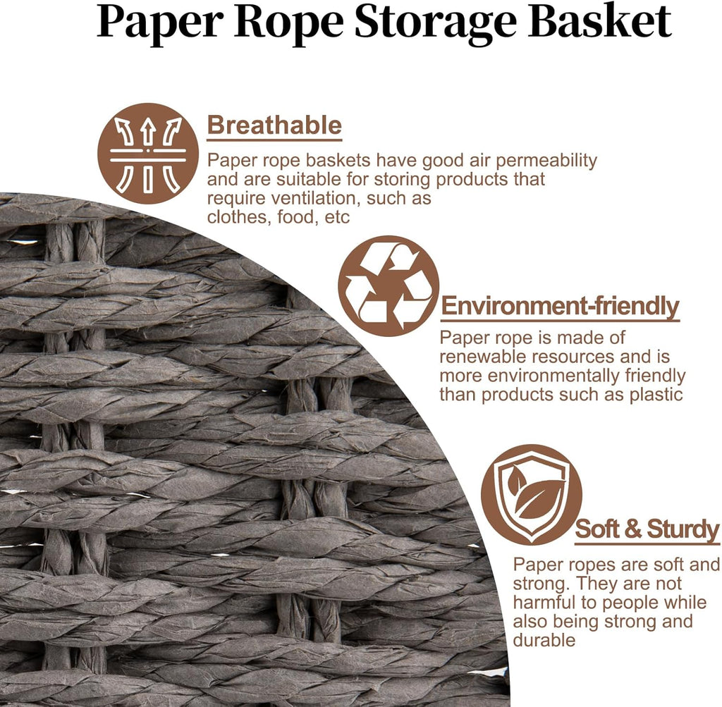 Hand-Woven Boho Brown Storage Basket — Set of 3 - View 8