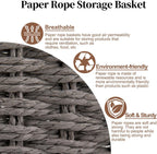 Hand-Woven Boho Brown Storage Basket — Set of 3 - View 8