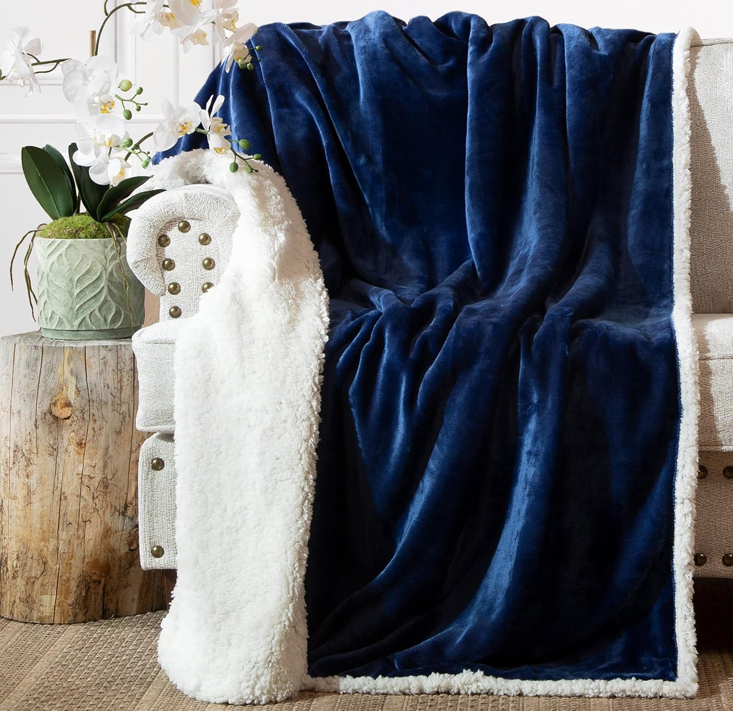 Black Throw Pillow — 54x68 — Navy Blue