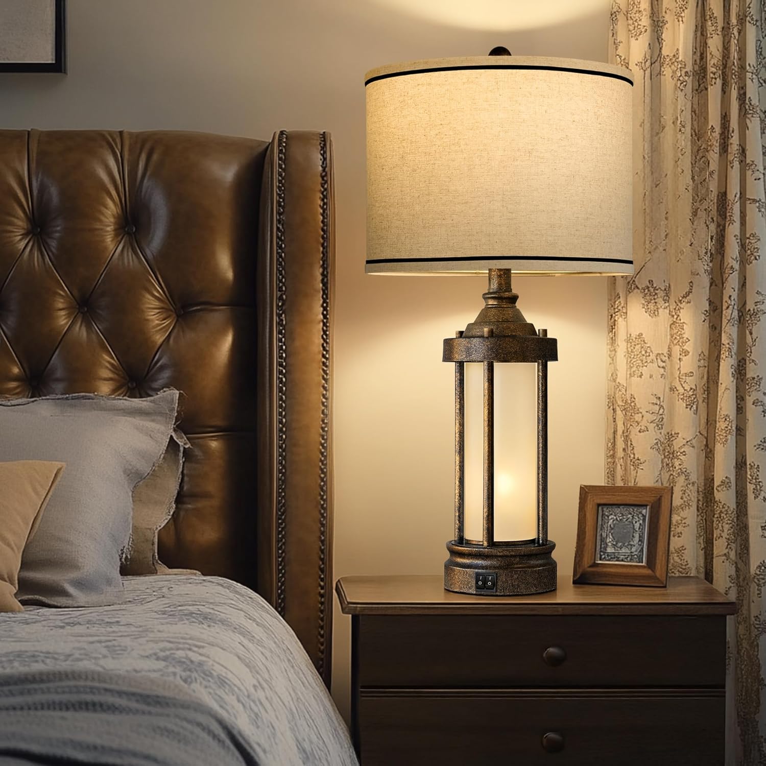 USB Farmhouse Black Table Lamp — 25" - View 5