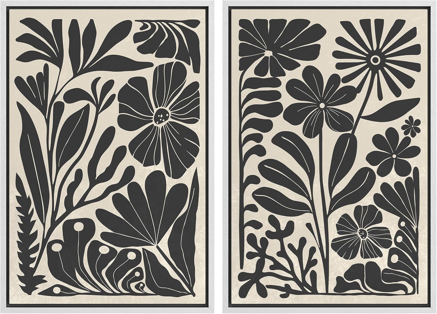 Modern Framed Wall Art — 24" — 24"x36"x2 Panels White