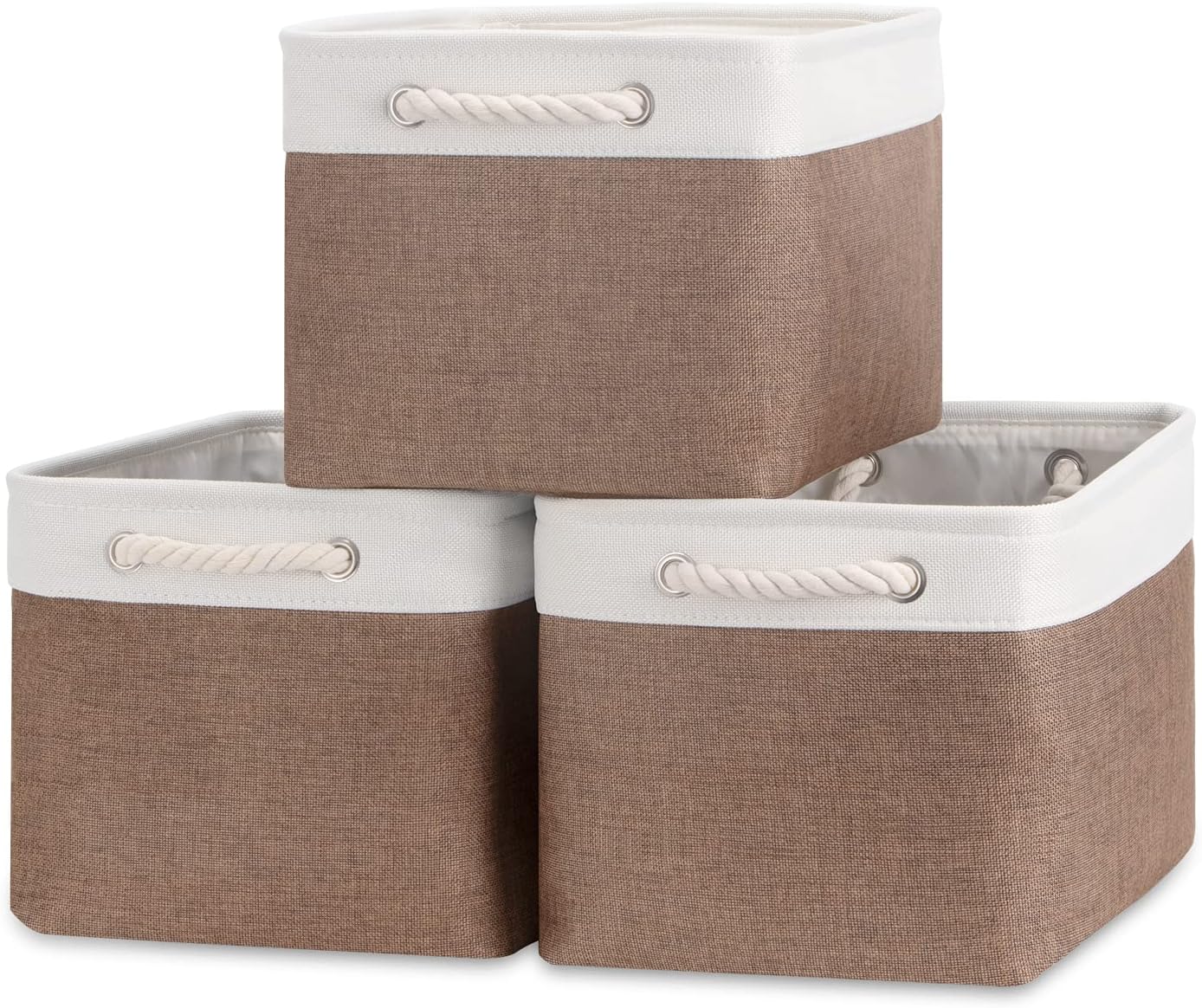 Beige Storage Basket — 17x12 — 3 Pack-M-15x11x9.5 In