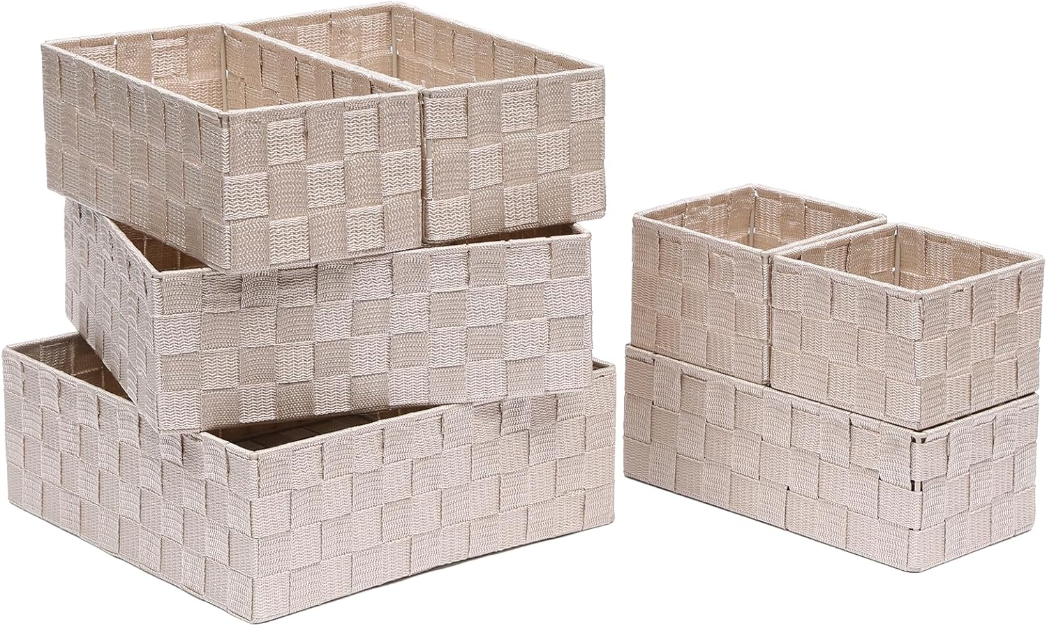 Boho Beige Storage Bin — Set of 7 — 7PCS-without lid