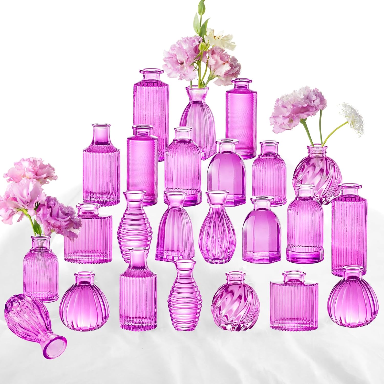 Vintage Farmhouse Black Flower Vase — Hot Pink-purple