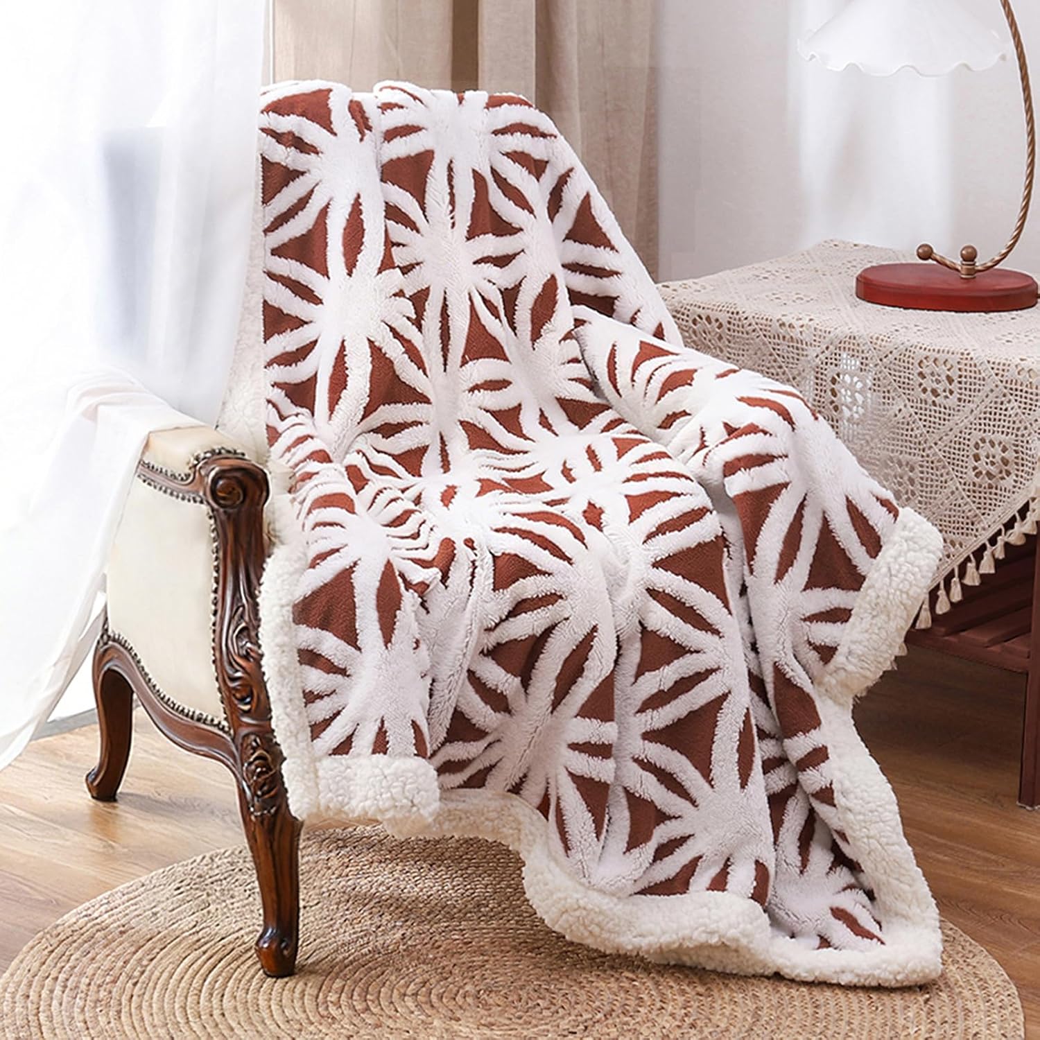 Beige Throw Pillow — 51" — Brown