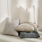 Chenille Boho Beige Throw Pillow Cover — 20" - View 2