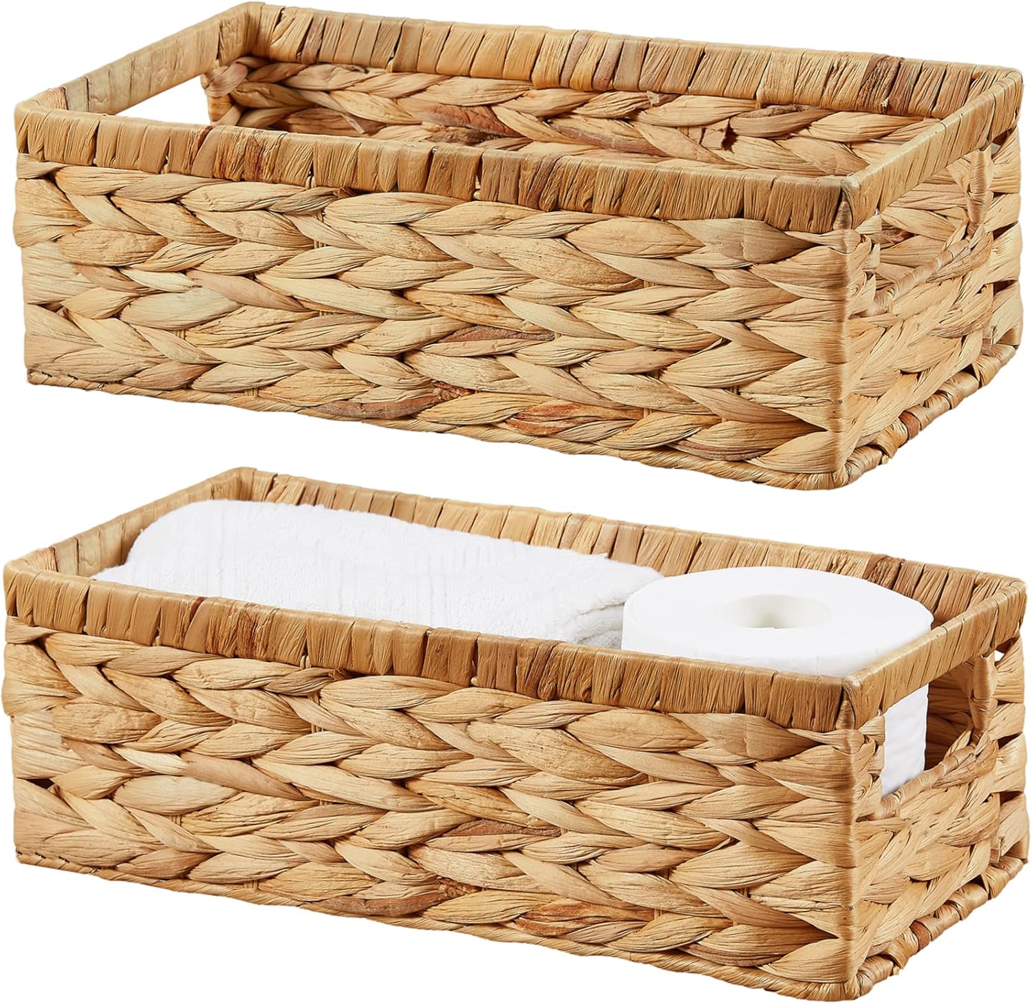 Beige Storage Basket — Water Hyacinth