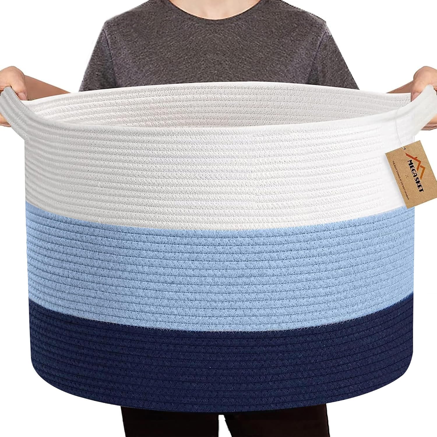 Boho Black Throw Pillow — 22" — 3-toned Blue