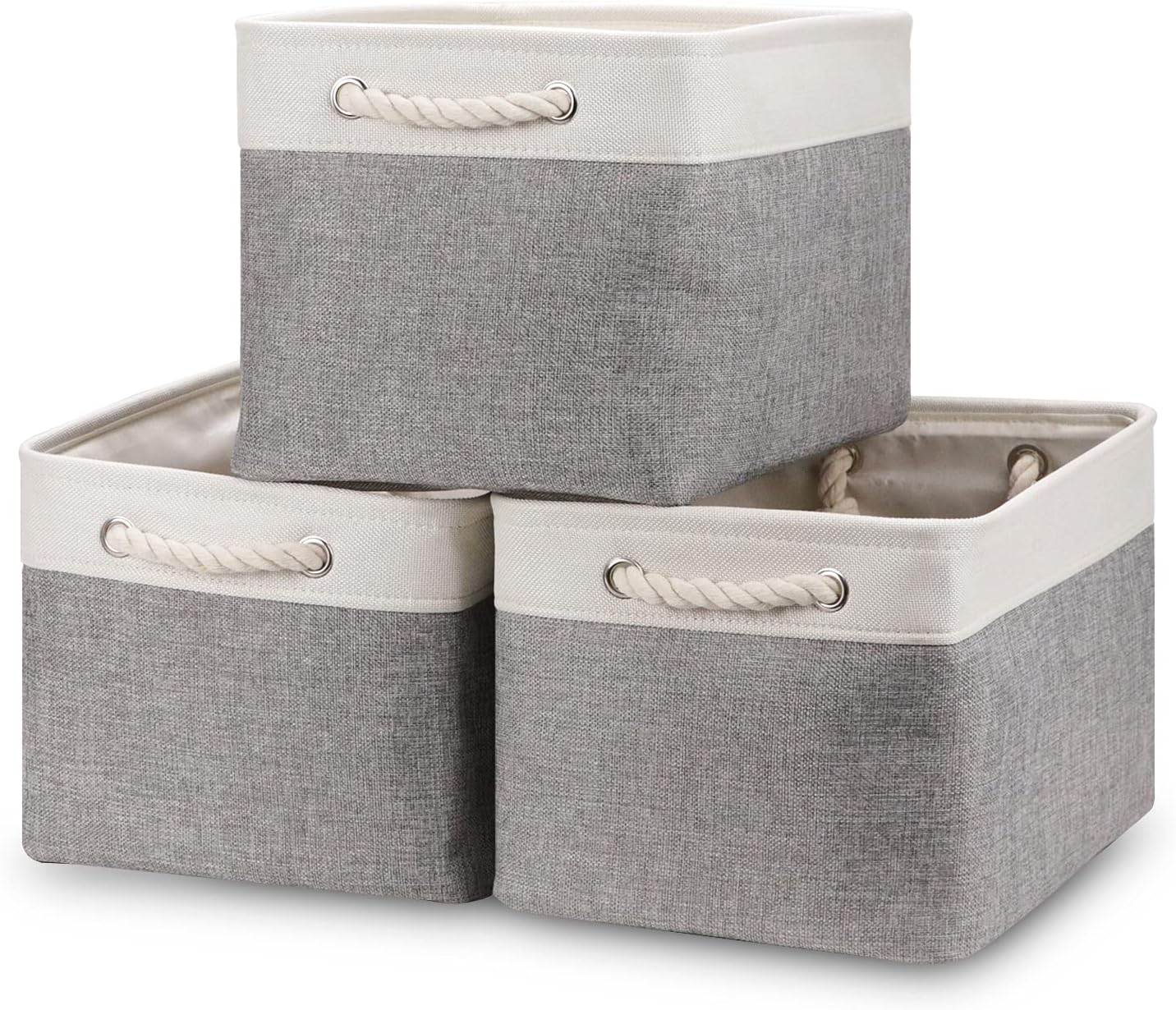 Beige Storage Basket — 17x12 — 3 Pack-M-15x11x9.5 In