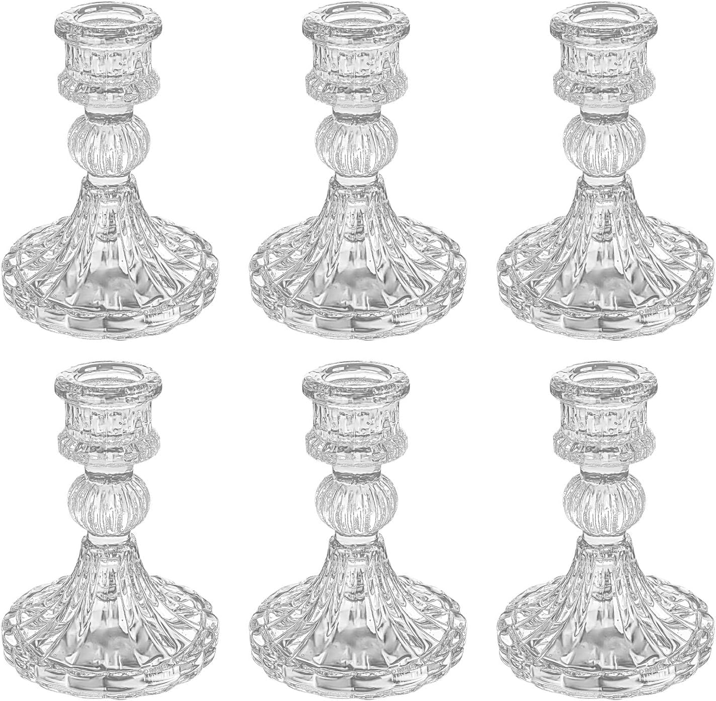 Black Candle — Set of 6 — Clear Stripe Pattern