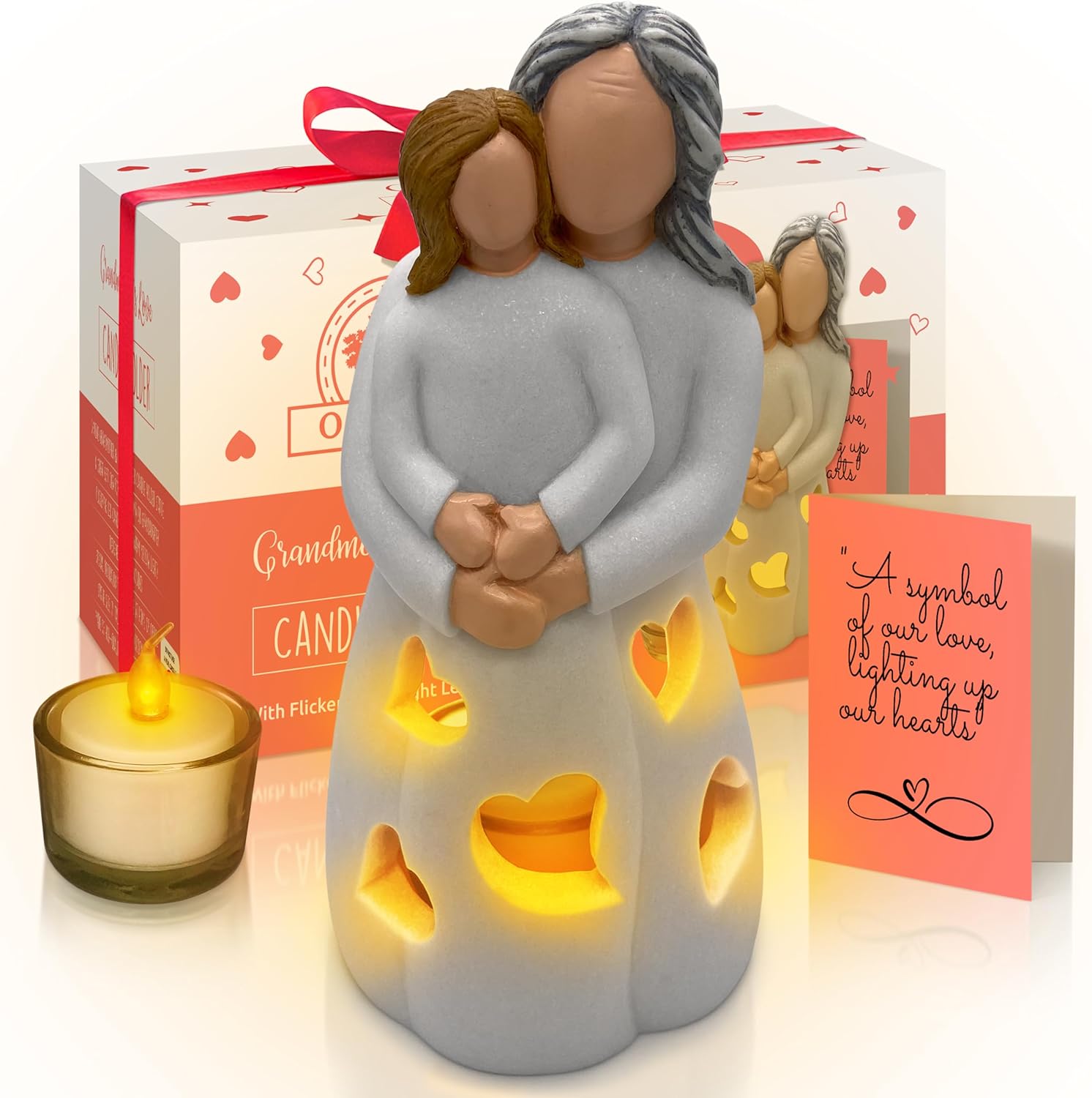 Brown Candle — Grandma & Granddaughter (Light Brown)