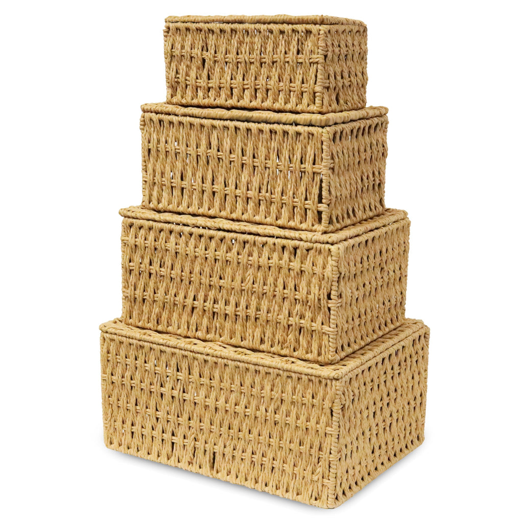 Boho Rattan Storage Basket — Set of 4