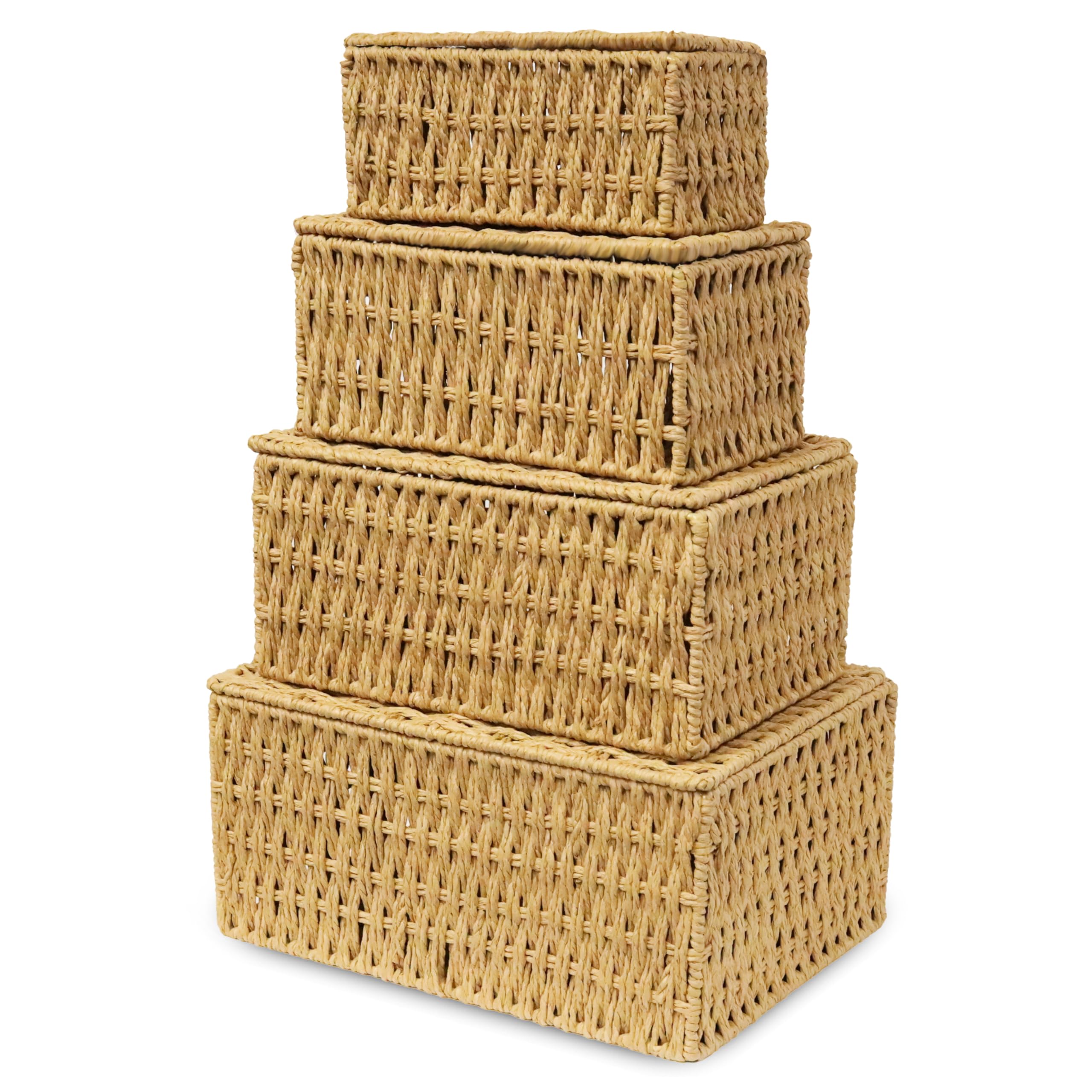 Boho Rattan Storage Basket — Set of 4