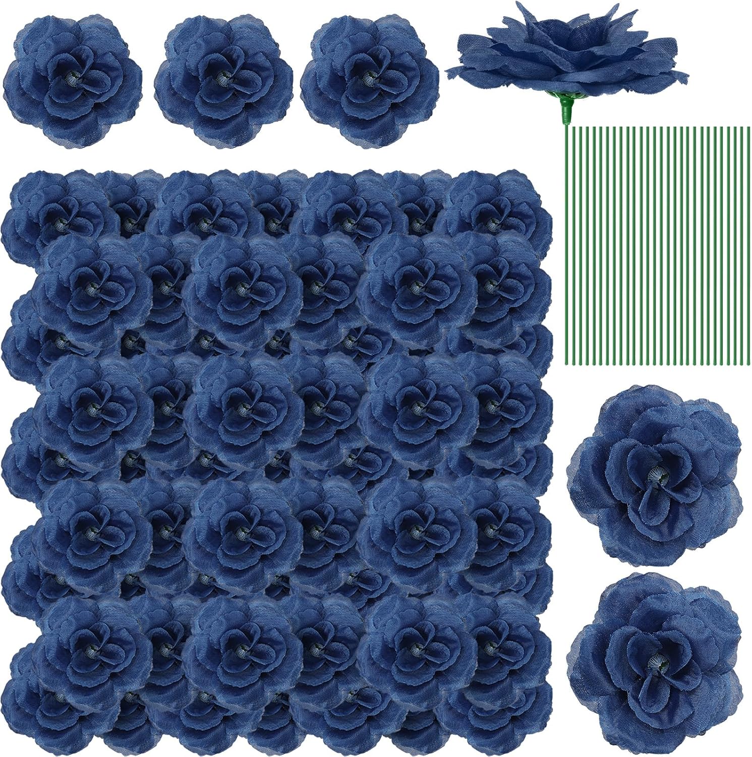 Black Artificial Flowers — Navy Blue