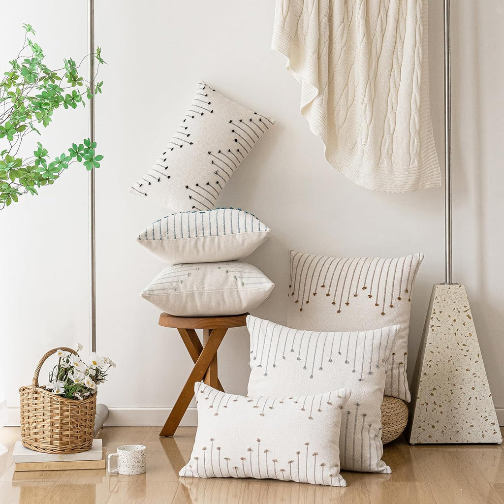 Boho Beige Throw Pillow Cover — 18" - View 6