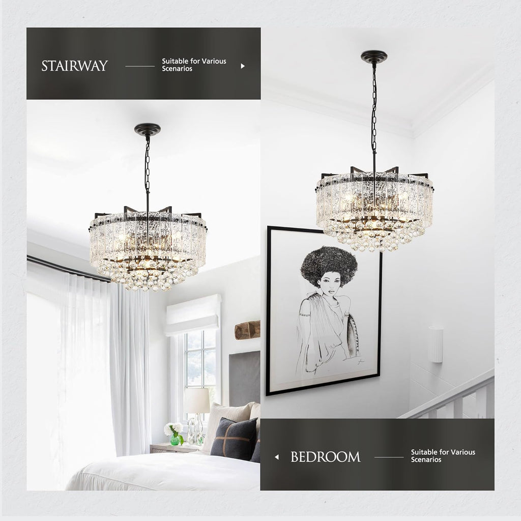Round Luxe Black Chandelier — 10-Light - View 7