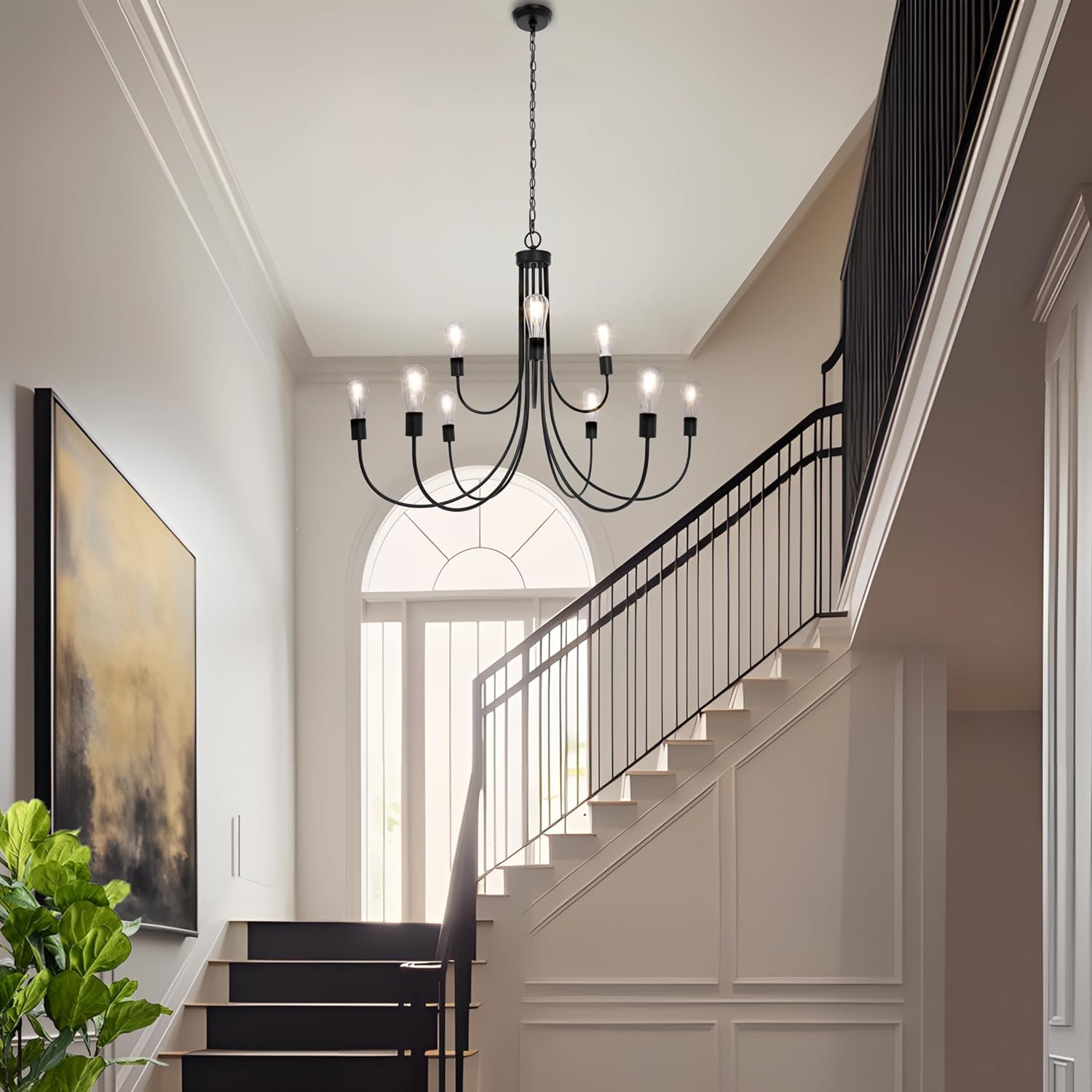 Adjustable Farmhouse Metal Chandelier — 9-Light - View 6