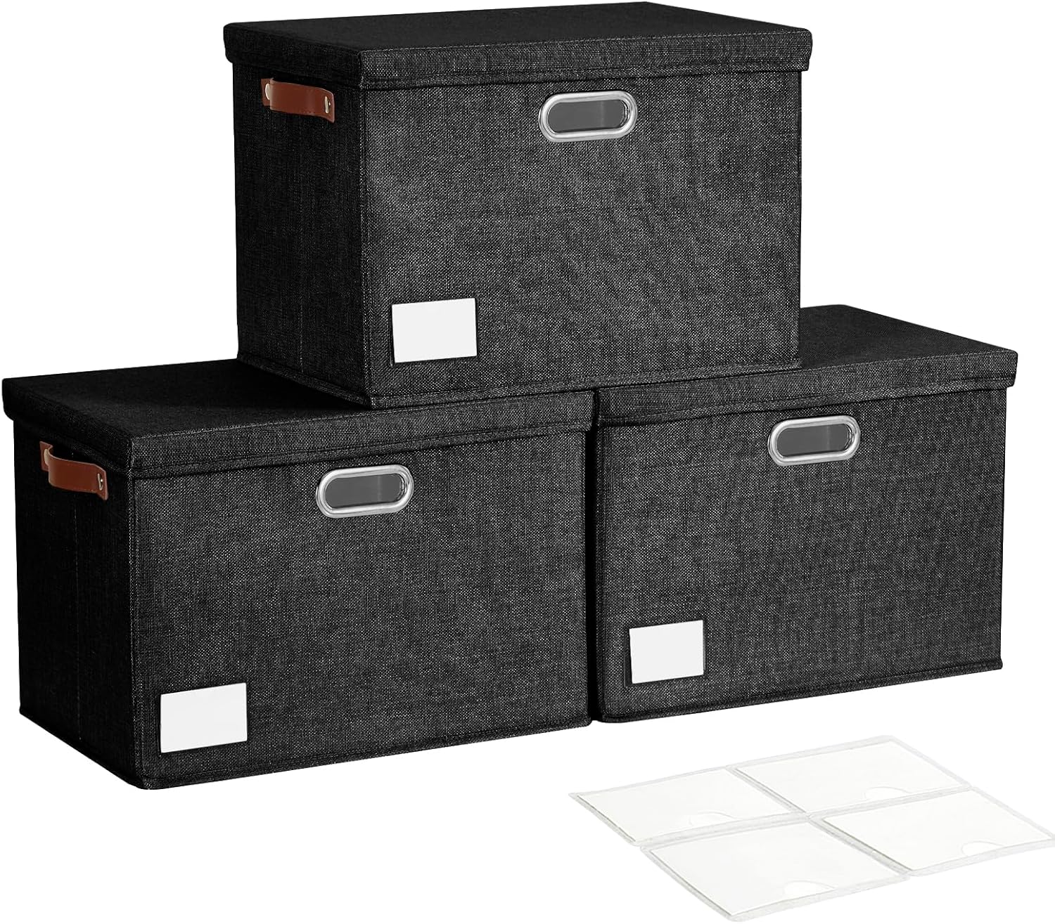 Beige Storage Bin — 17" — Black