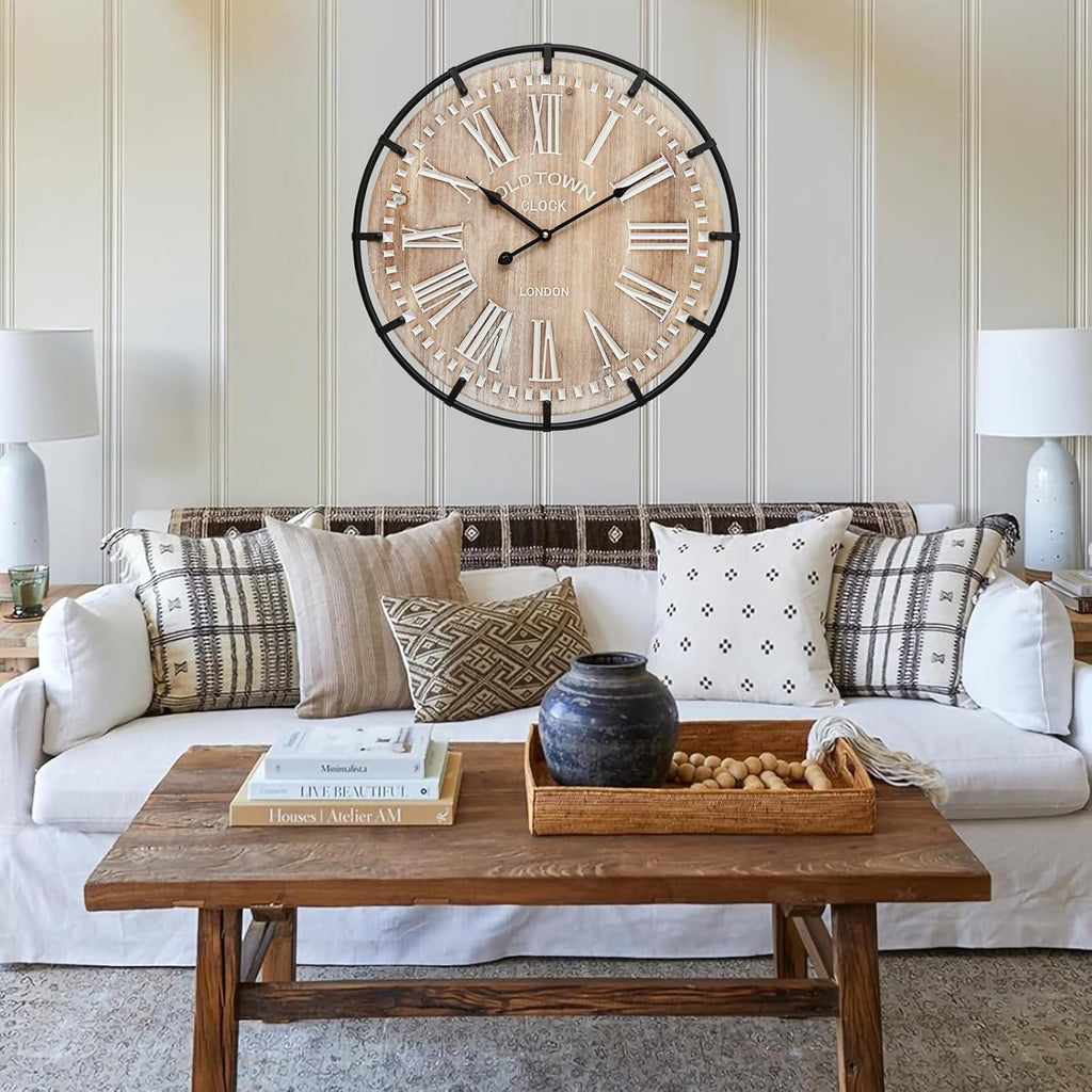 Vintage Farmhouse Brown Wall Clock — 24" - View 3
