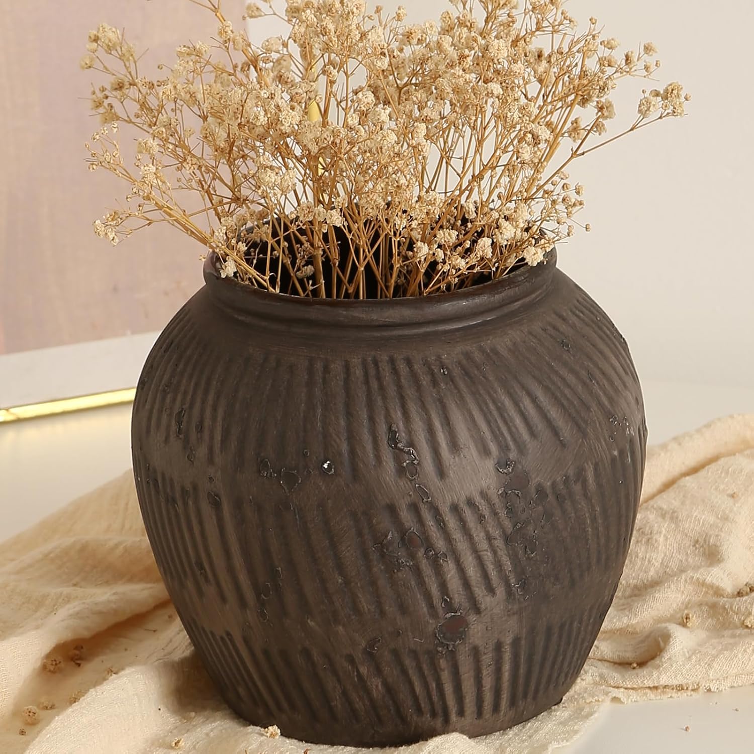 Vintage Farmhouse Black Flower Vase — 6" — Retro-2