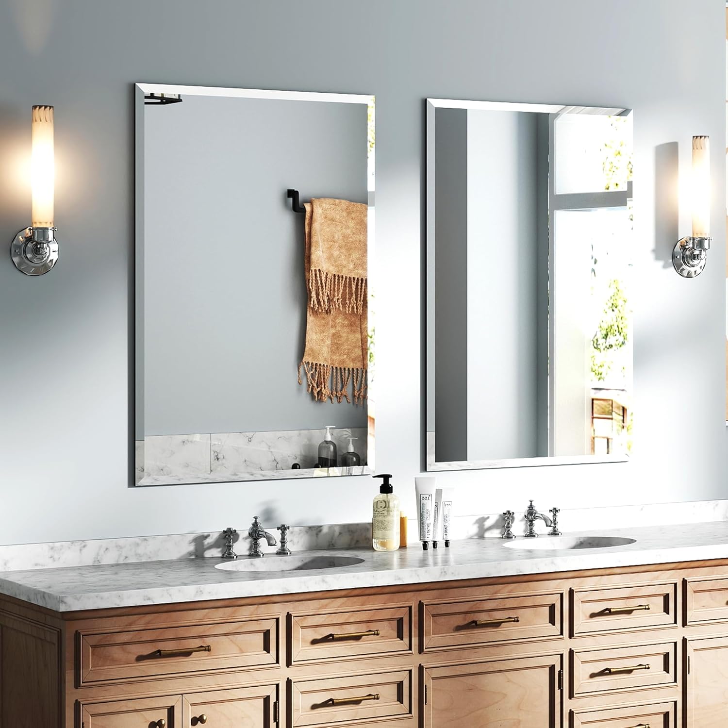Beveled Modern Glass Wall Mirror — 18" — 1