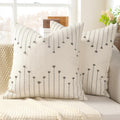 Tufted Boho Beige Throw Pillow Cover — 18" — Gray