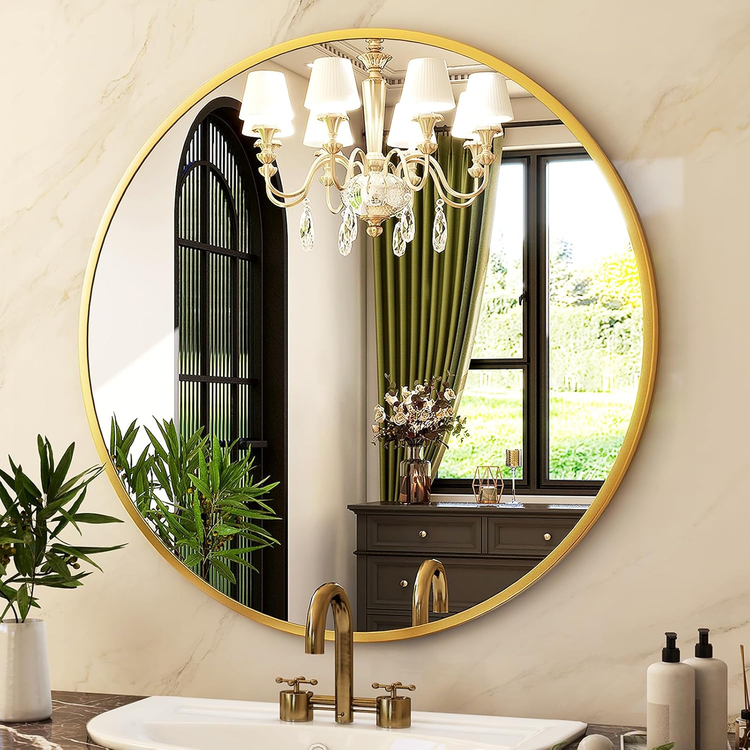 Luxe Black Round Mirror — 30" - View 8