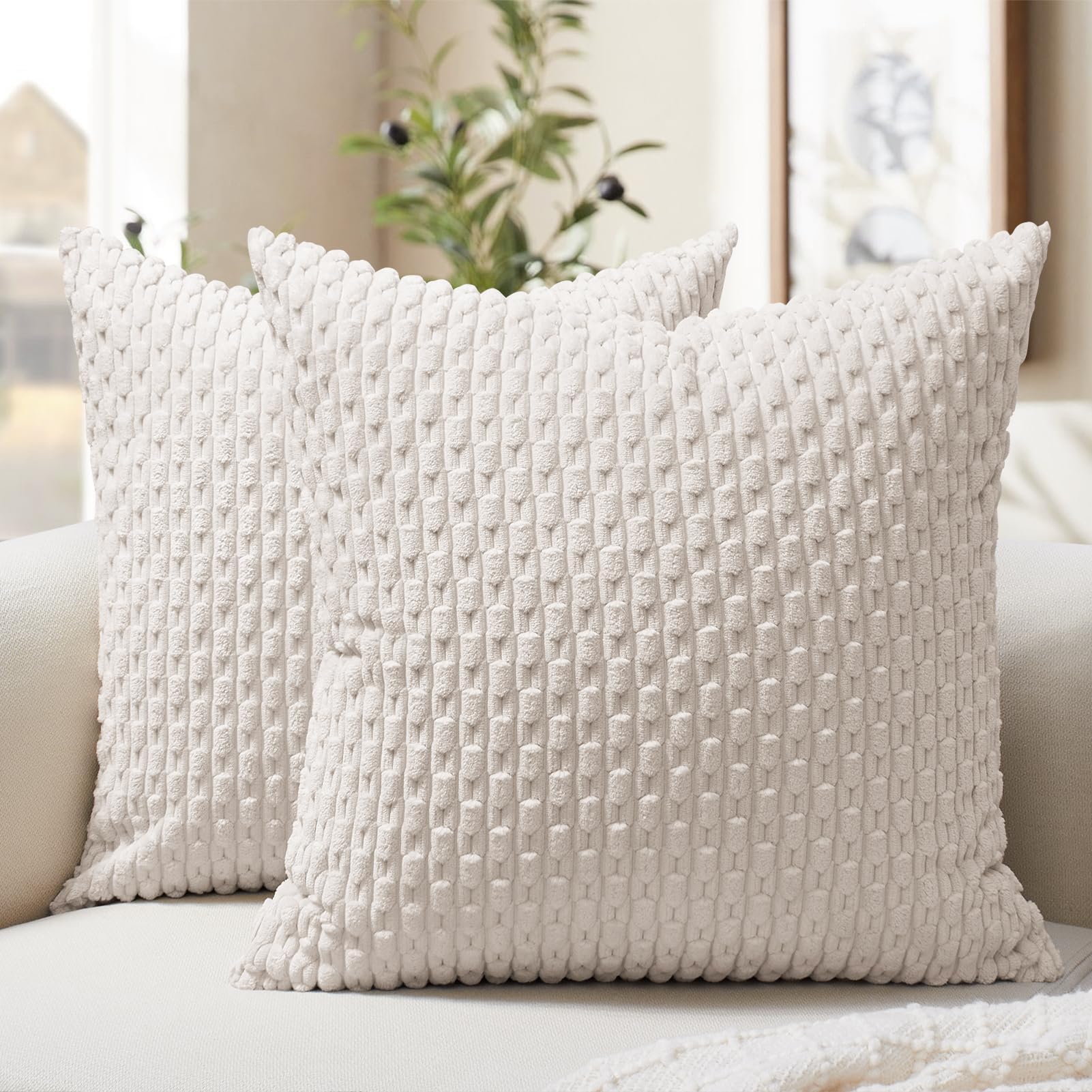 Boho Beige Throw Pillow Cover — 18"