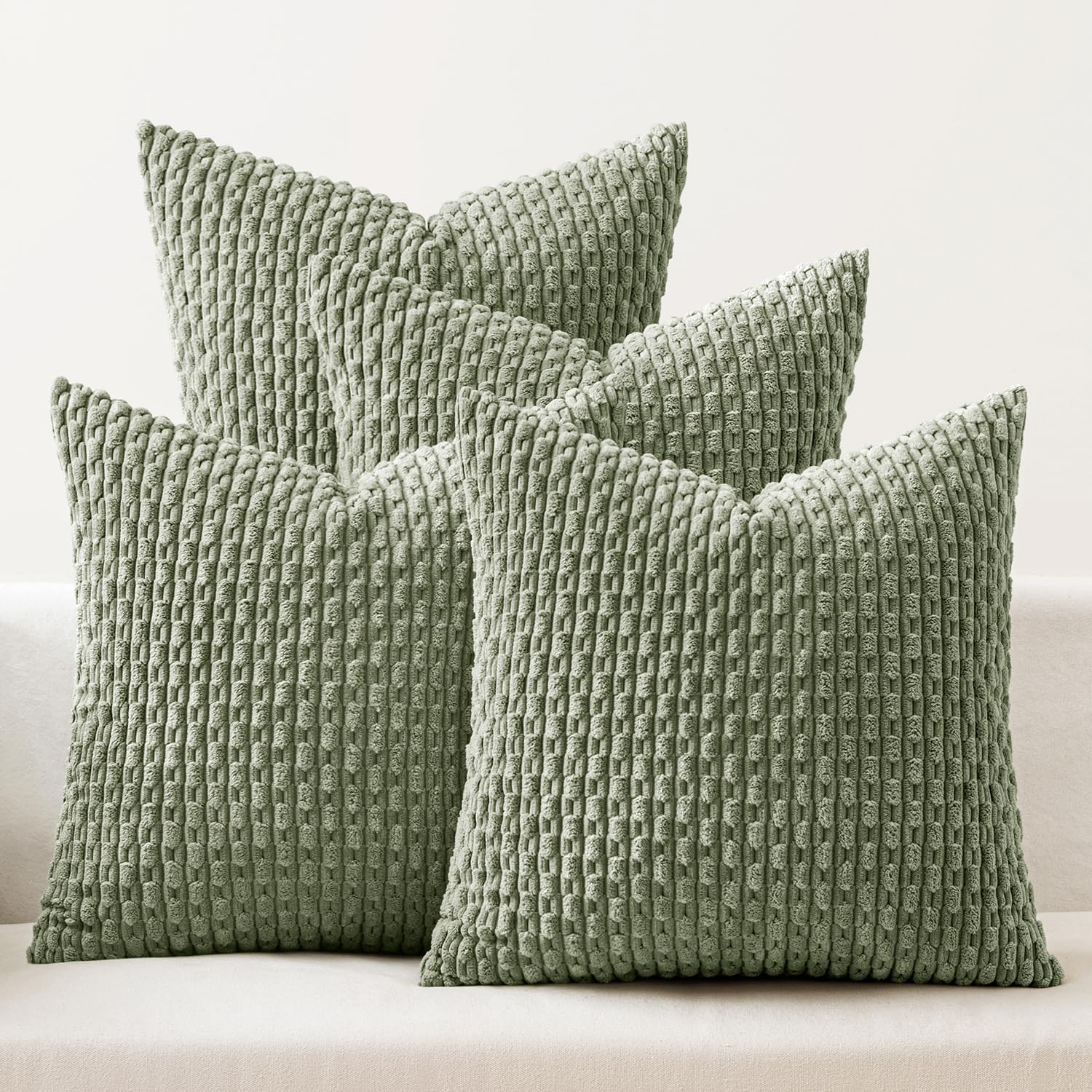 Boho Beige Throw Pillow Cover — 18" — 18" x 18" (Pack of 4)